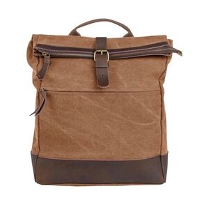 ZEDE Paris Ecole Militaire W0050 Canvas Leather Backpack Beige Khaki 20L New